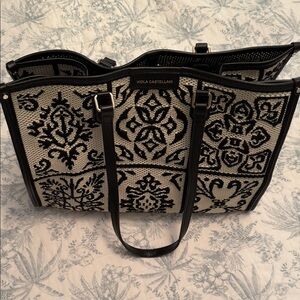Viola Castellani Black and White Patterned Tote Bag